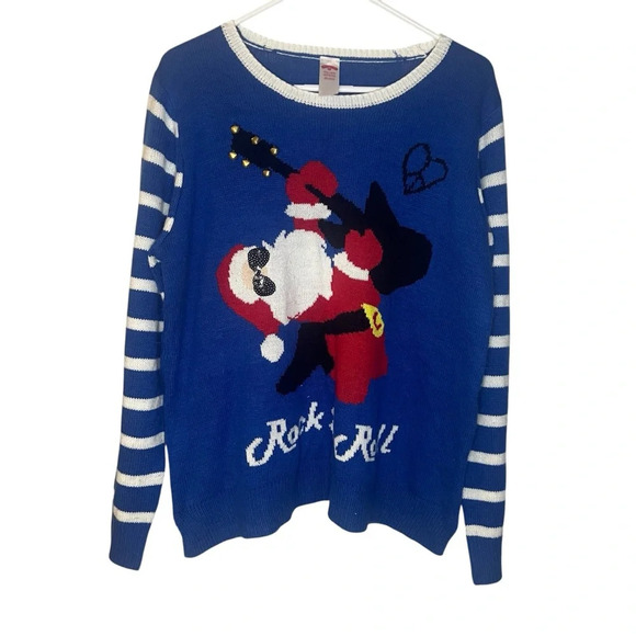 Rock and Roll Santa Ugly Christmas Sweater - Picture 1 of 5